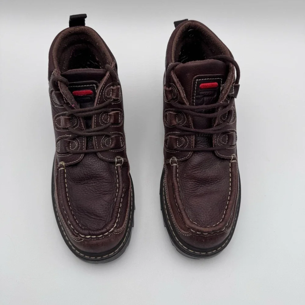 VTG 90s FILA Brown Leather‎ Men's 9.5 Chukka Boots Shoes Made In Spain **RARE**